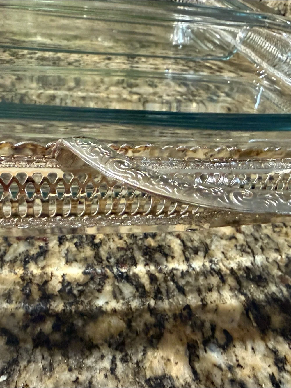Vintage Silver-Tone Decorative Covered Serving Dish Set Pyrex